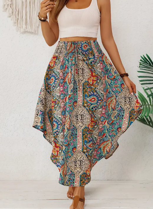 Boho Breeze Asimetrik Maxi Etek